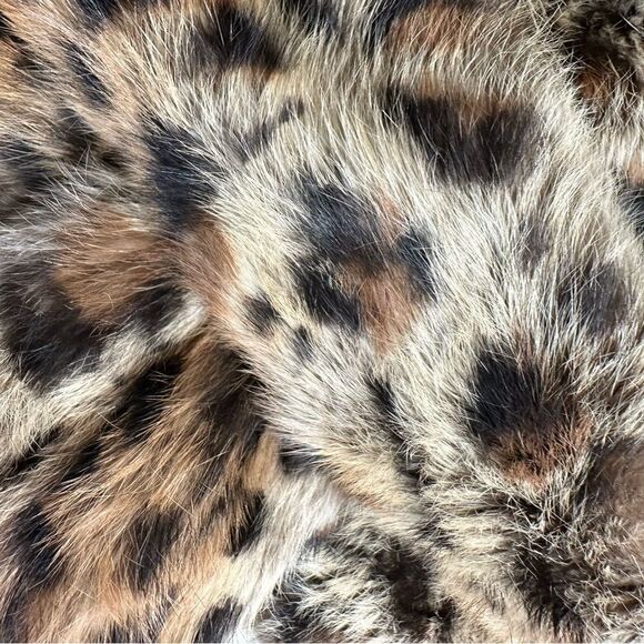 Adrienne Landau Leopard Print Rabbit Fur Pull Thru Scarf - Picture 10 of 14